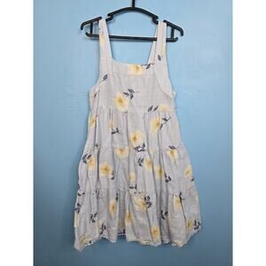 Girls 5T Joie Blue Floral Sleeveless Dress Buttom Back Scalloped Hem